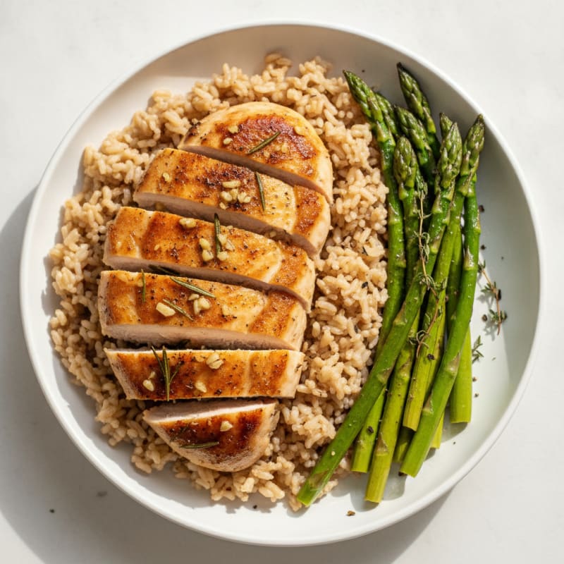 Garlic Herb Roasted Chicken Steak Rice