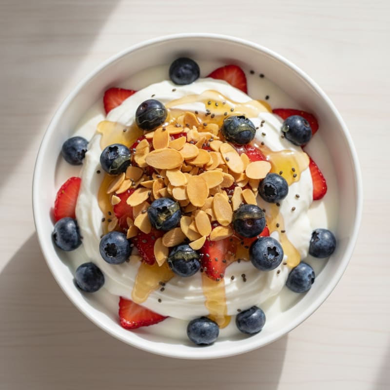 Creamy Greek Yogurt Parfait with Berries and Almonds