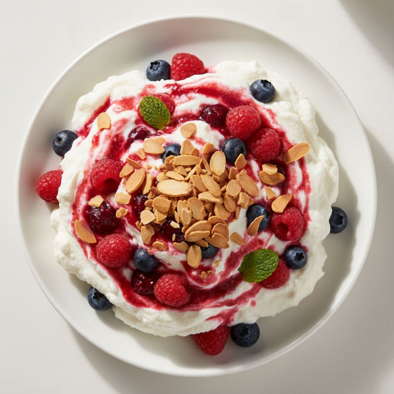 Greek Yogurt Protein Mousse with Mixed Berries