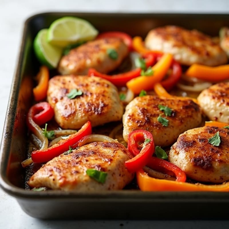 Sheet Pan Chicken Fajitas with Crispy Peppers and Onions