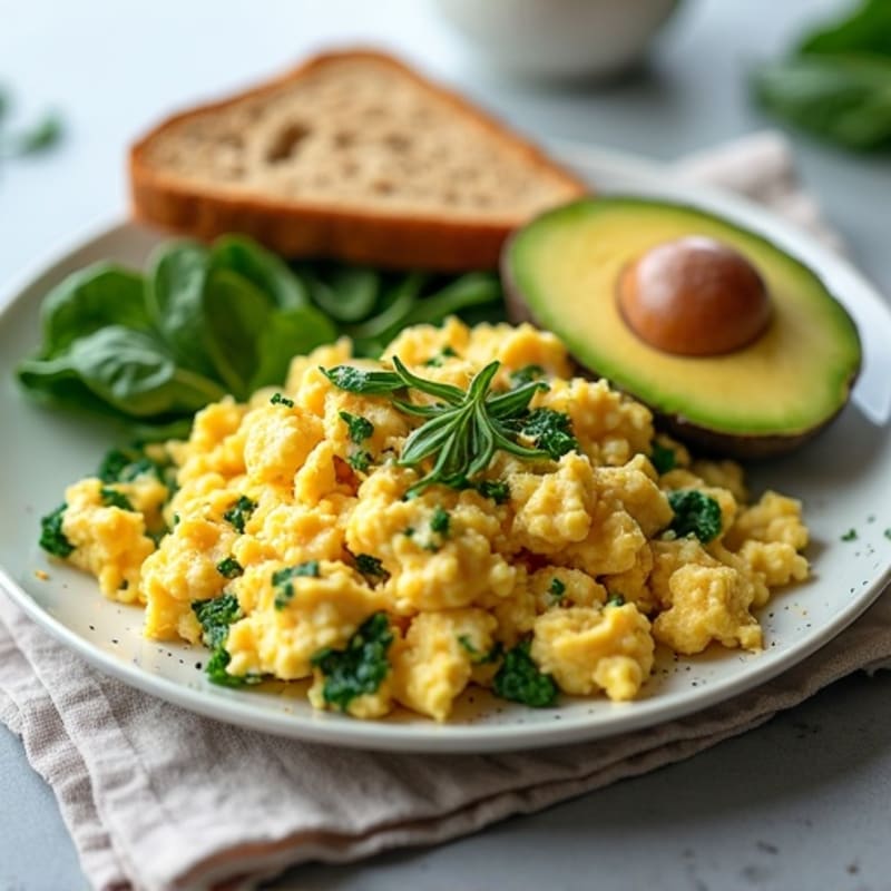 Egg White Scramble with Spinach and Minced Chicken