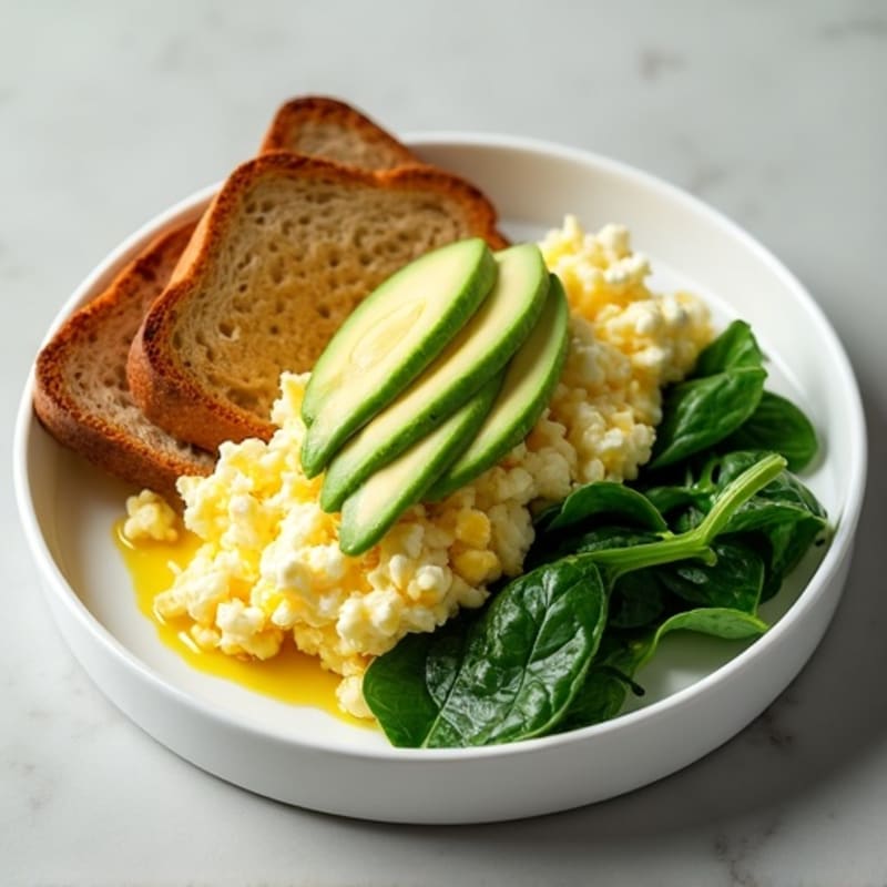 Egg White and Spinach Scramble with Cottage Cheese