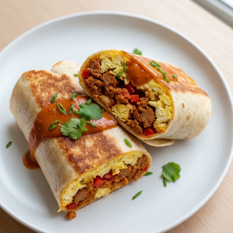 Crispy Chorizo and Egg Breakfast Burrito