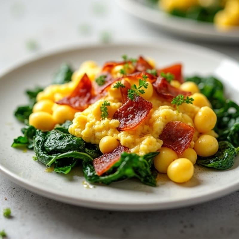 Cottage Cheese Scramble with Spinach and Turkey Bacon