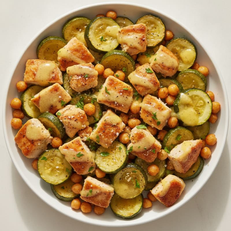 Roasted Zucchini and Chicken with Lemon-Herb Dressing
