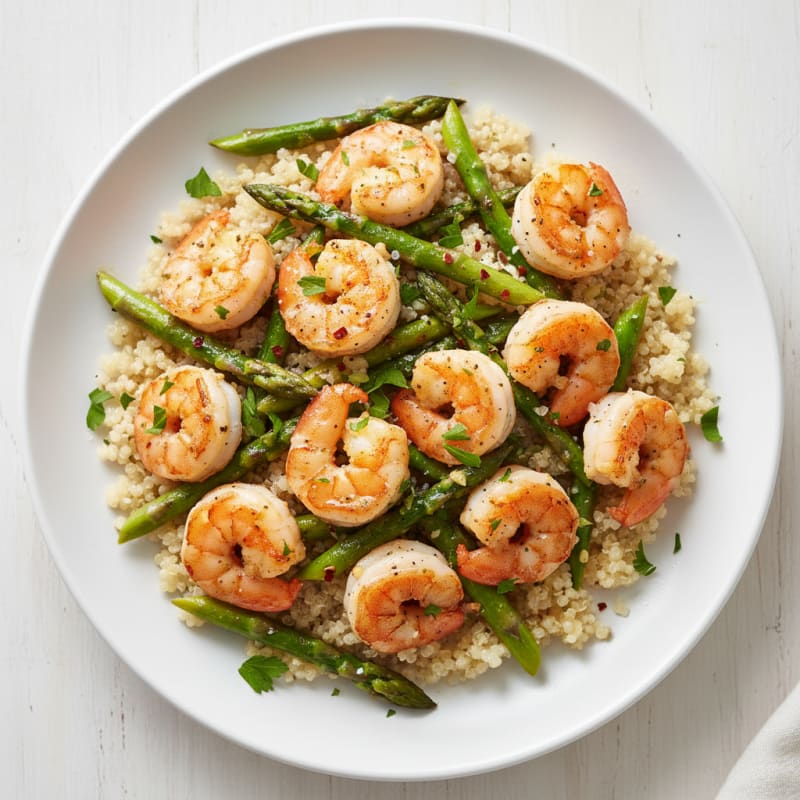 Garlic Shrimp with Quinoa and Asparagus