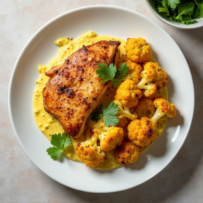 Creamy Spiced Chicken with Roasted Cauliflower