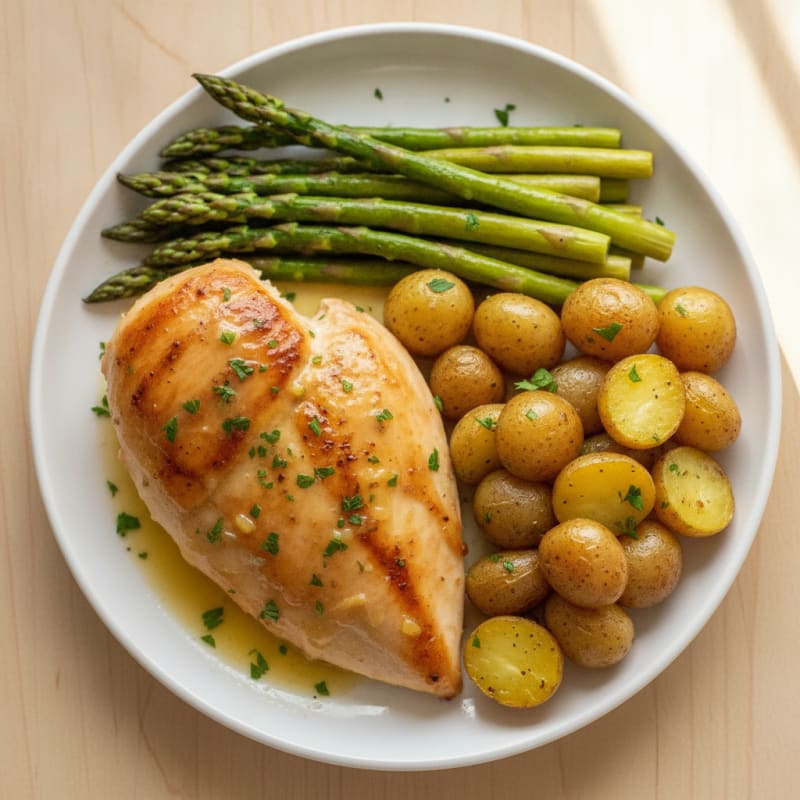 Lemon Herb Roasted Chicken with Asparagus