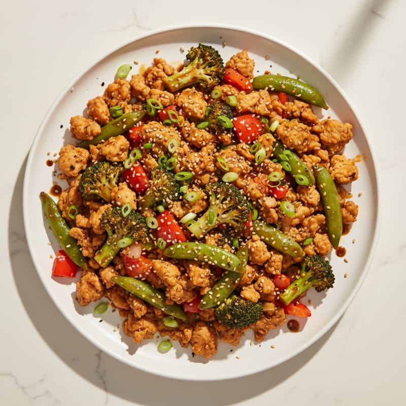 Crispy Ground Chicken and Vegetable Stir-Fry