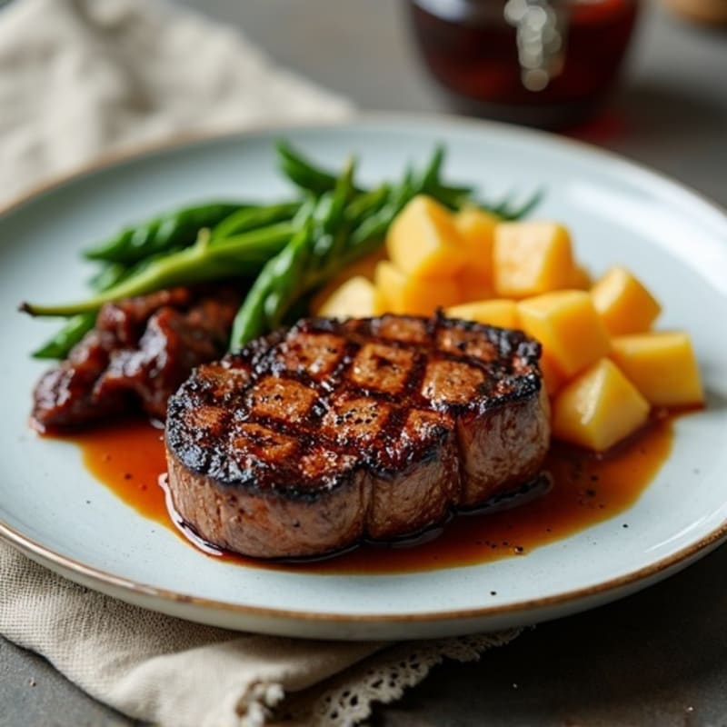 Grilled Ribeye Steak with Seared Beef Liver