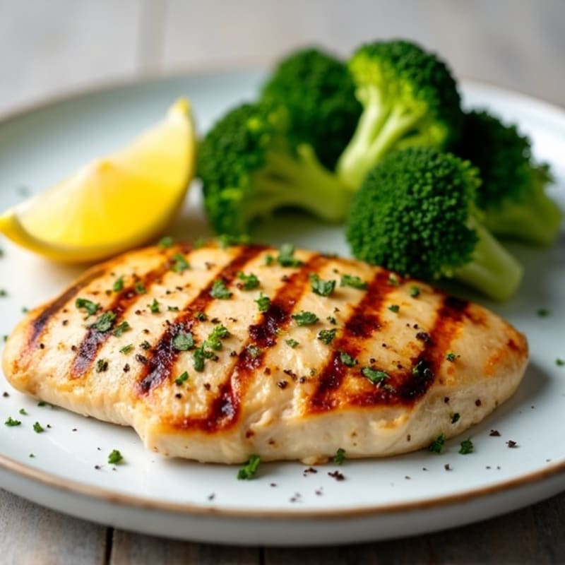 Grilled Lemon Herb Chicken Breast with Steamed Broccoli