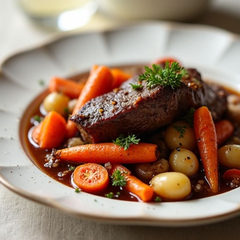 Tender Slow-Braised Short Ribs with Roasted Root Vegetables