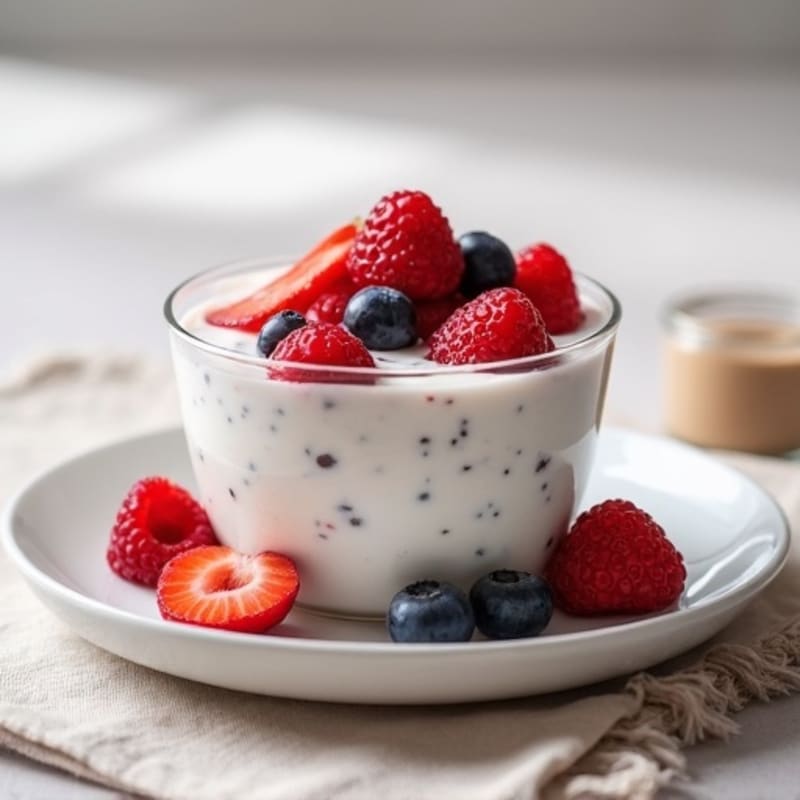 Silky Greek Yogurt Protein Pudding with Fresh Berries