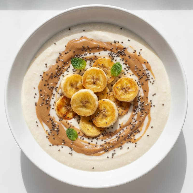 Silky Tofu Protein Smoothie with Almond Butter and Chia Seeds