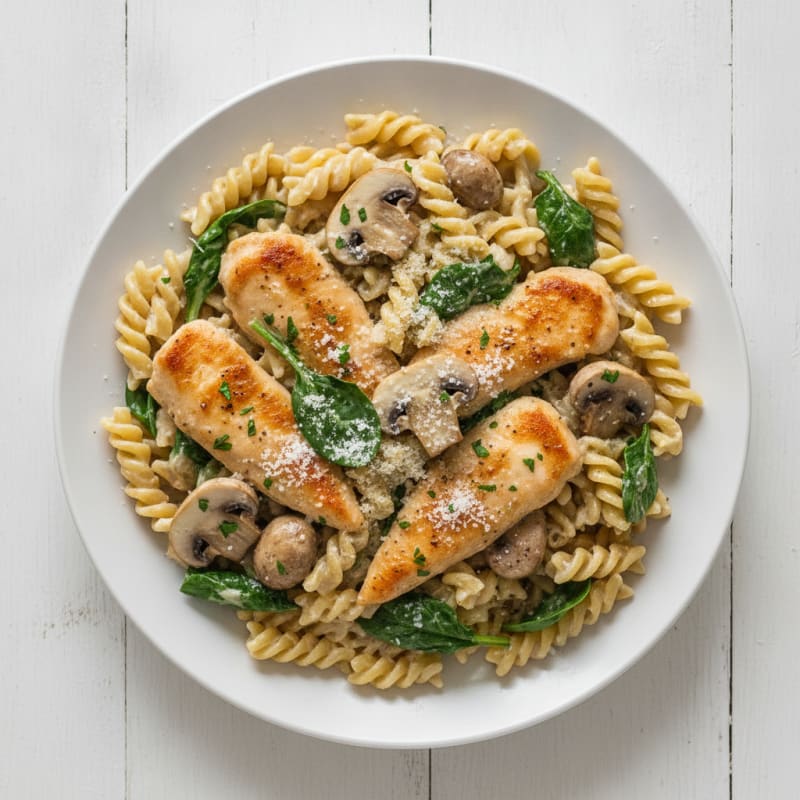 Mushroom Garlic Parmesan Pasta