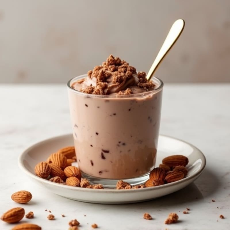 Silky Chocolate Protein Yogurt with Almond Butter Swirl
