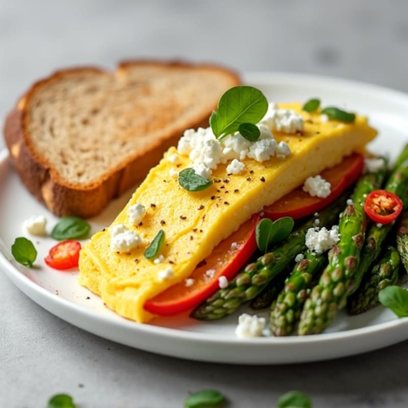 Fluffy Egg White Omelet with Roasted Asparagus
