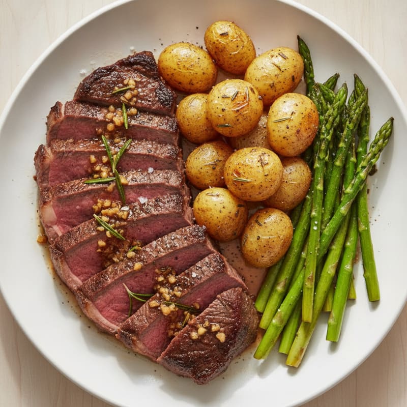 Garlic Herb Roasted Beef with Asparagus