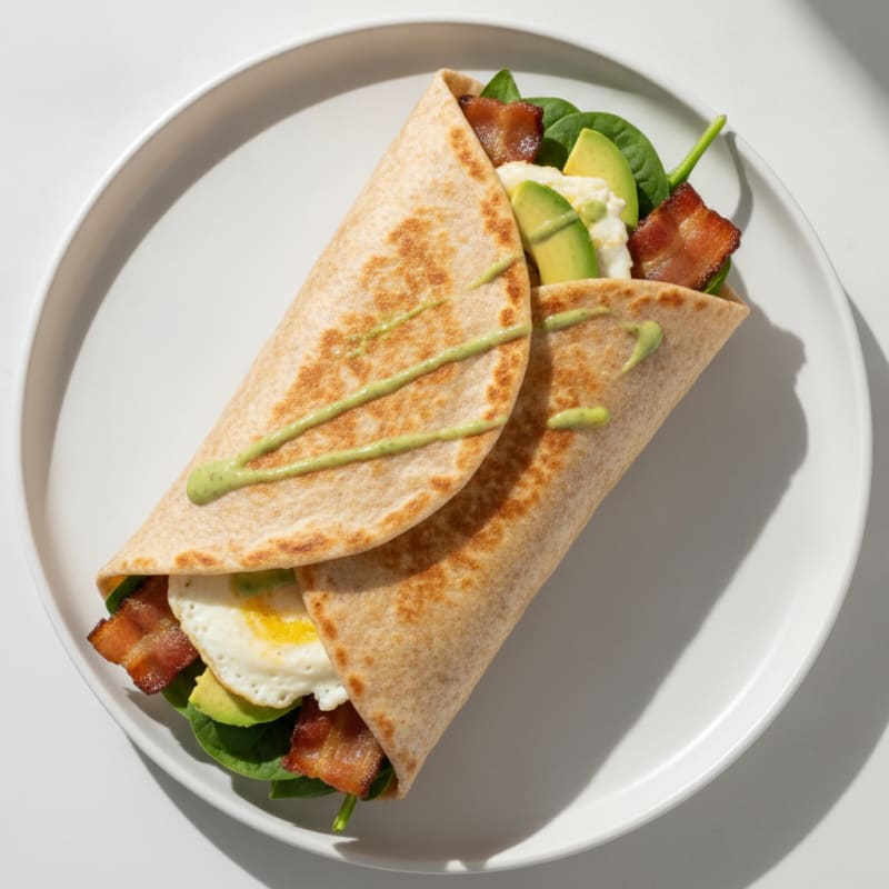 Crispy Turkey Bacon and Egg White Breakfast Wrap