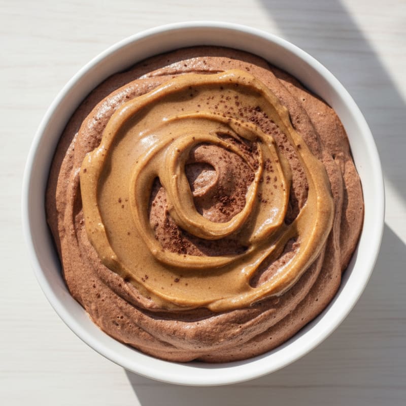 Chocolate Protein Mousse with Almond Butter Swirl