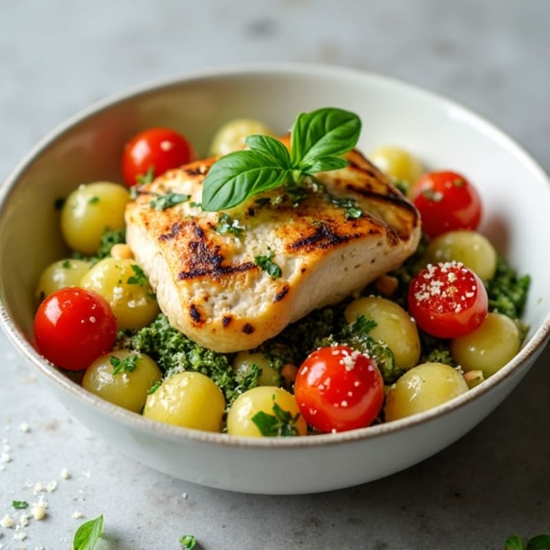 Pillowy Gnocchi with Fresh Basil Pesto and Roasted Cherry Tomatoes