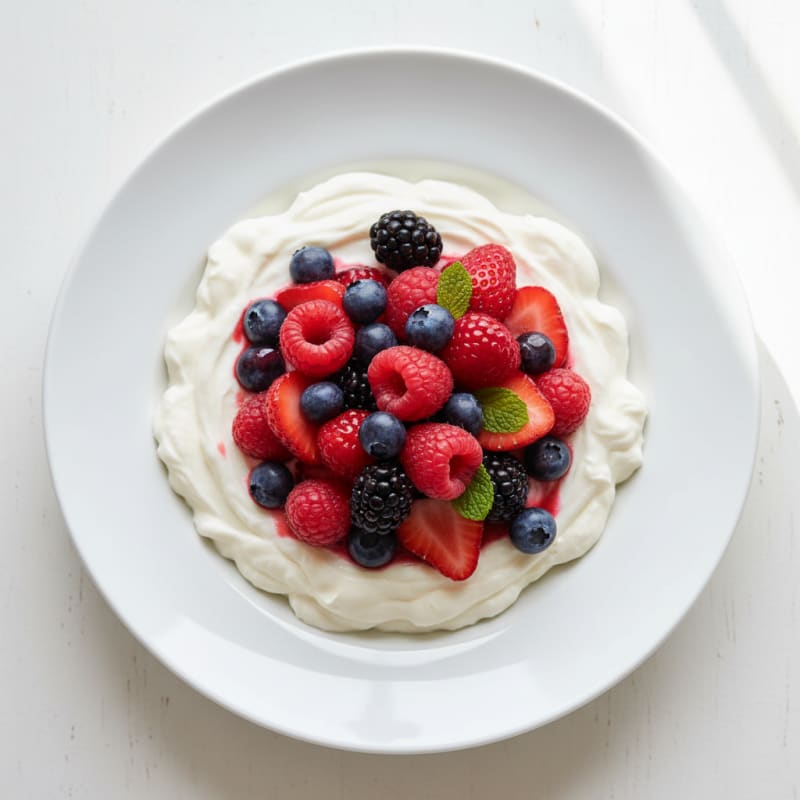 Silky Greek Yogurt Protein Pudding with Mixed Berries