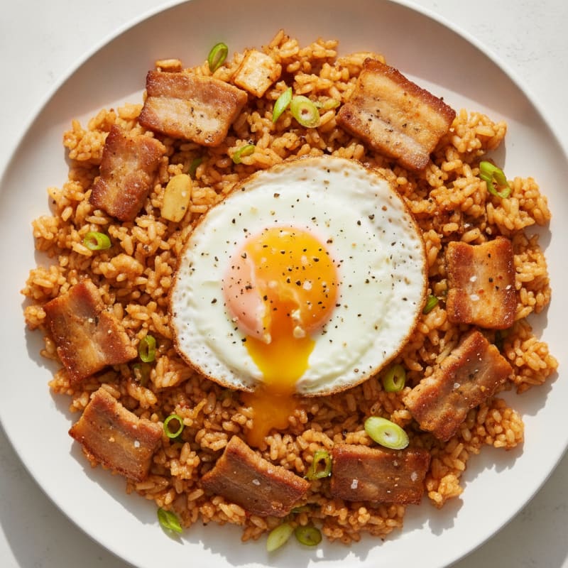 Kimchi Fried Rice with Pork Belly