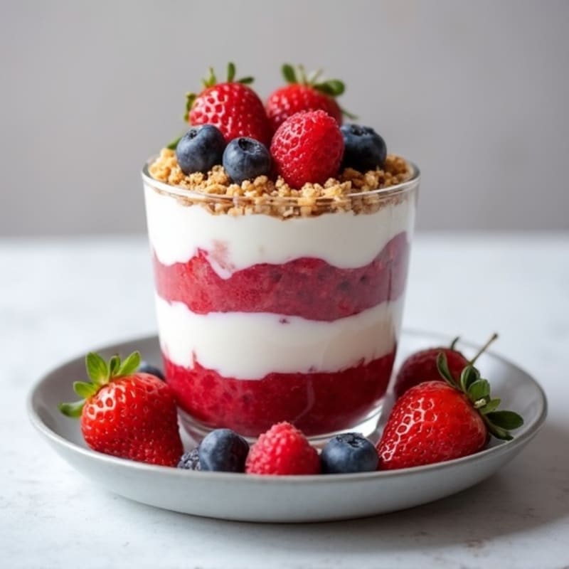 Greek Yogurt Protein Parfait with Mixed Berries and Almond Butter