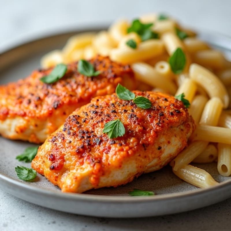 Spicy Paprika Chicken with Creamy Whole Wheat Pasta