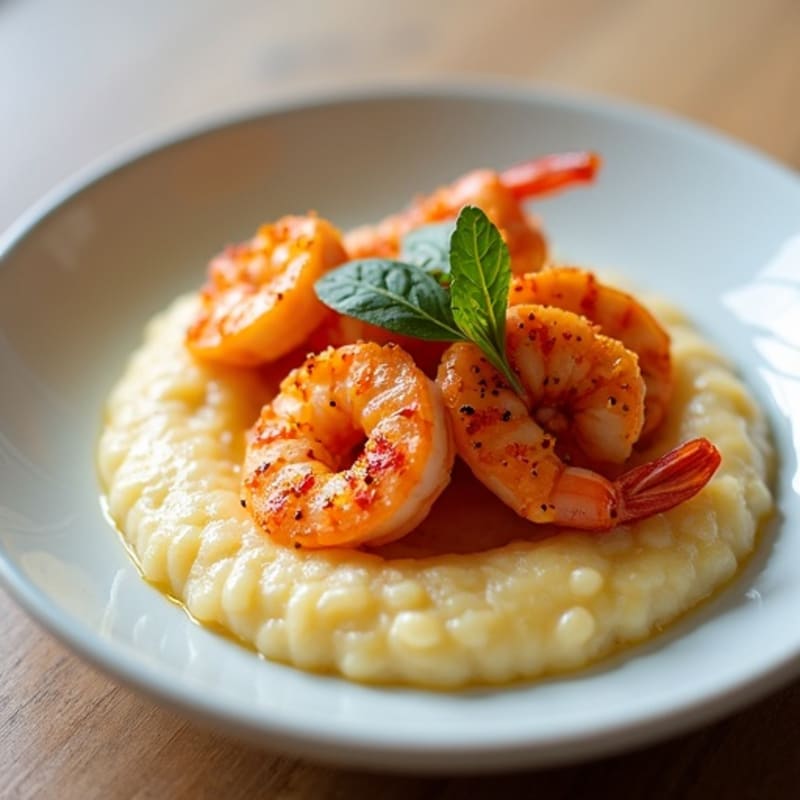 Spicy Pan-Seared Shrimp with Creamy Grits