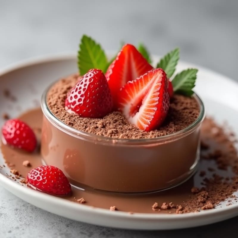 Silky Chocolate Protein Pudding with Fresh Strawberries