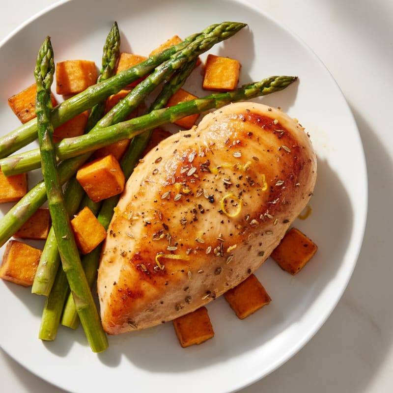 Lemon-Herb Roasted Chicken with Asparagus