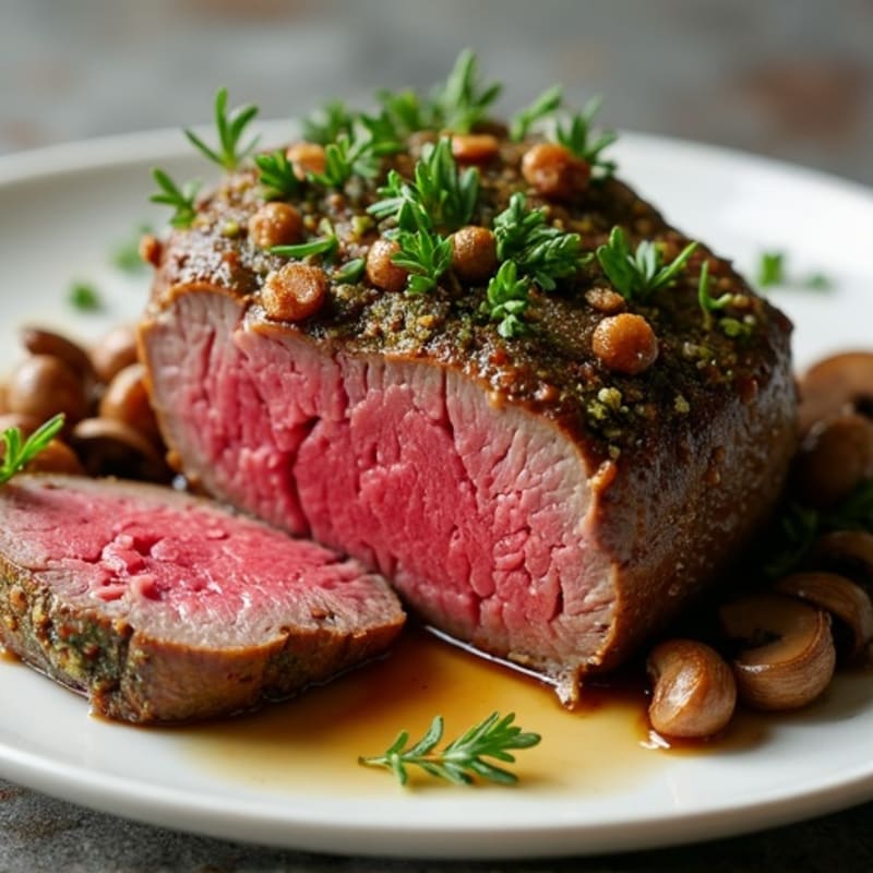Roasted Beef with Mushroom-Herb Crust