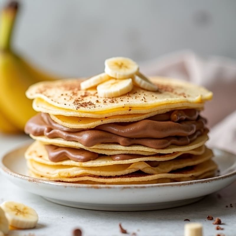 Soft Banana Protein Crepes with Creamy Chocolate Hazelnut Filling