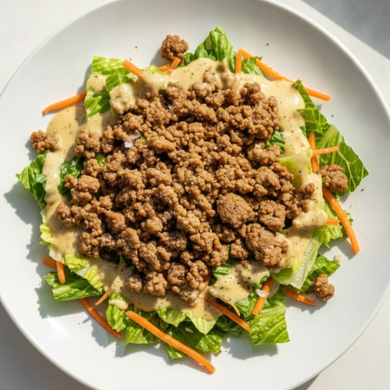 Ground Beef Caesar Salad with Carrots
