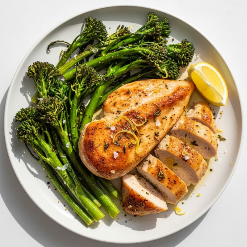 Crispy Lemon-Herb Chicken with Roasted Broccolini