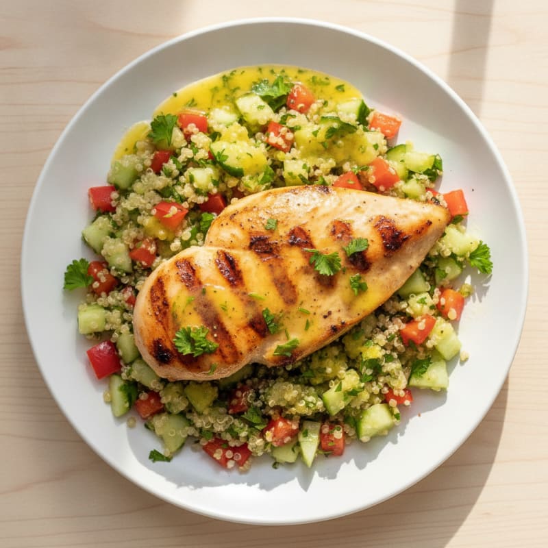 Grilled Chicken Breast with Crunchy Quinoa Salad