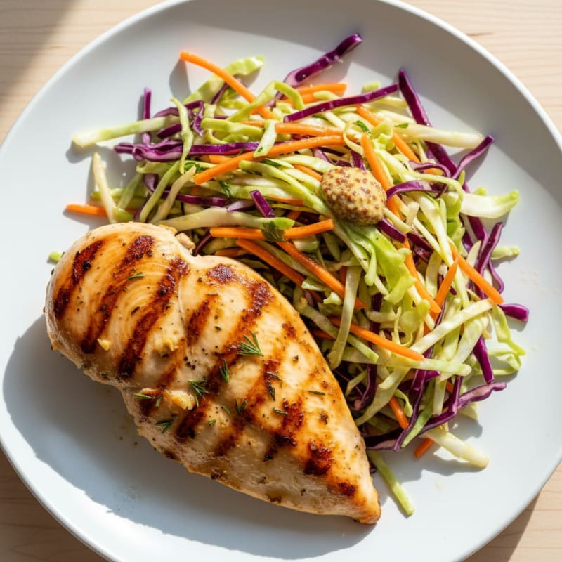 Grilled Chicken Breast with Crunchy Cabbage Slaw
