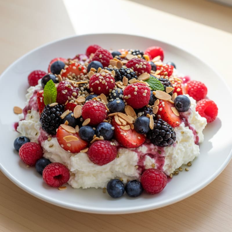 Creamy Greek Yogurt Protein Pudding with Mixed Berries