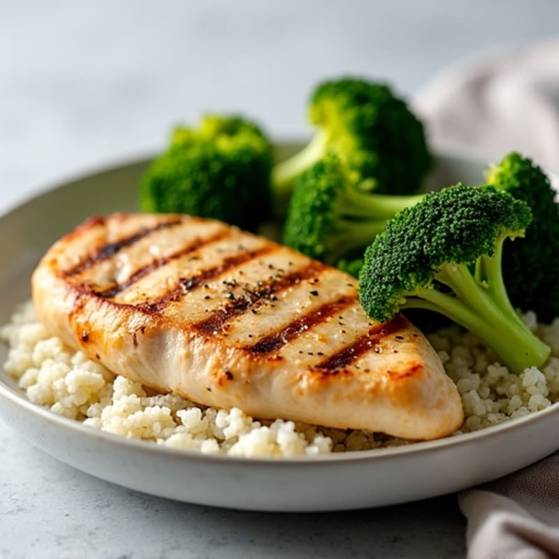 Grilled Chicken Breast with Roasted Broccoli