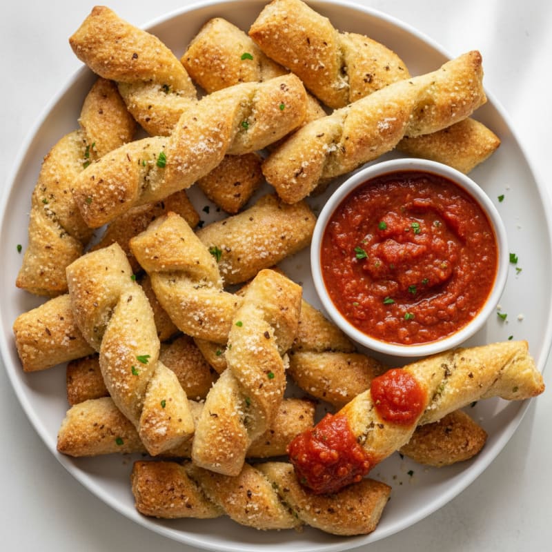 Garlic Parmesan Breadsticks with Marinara