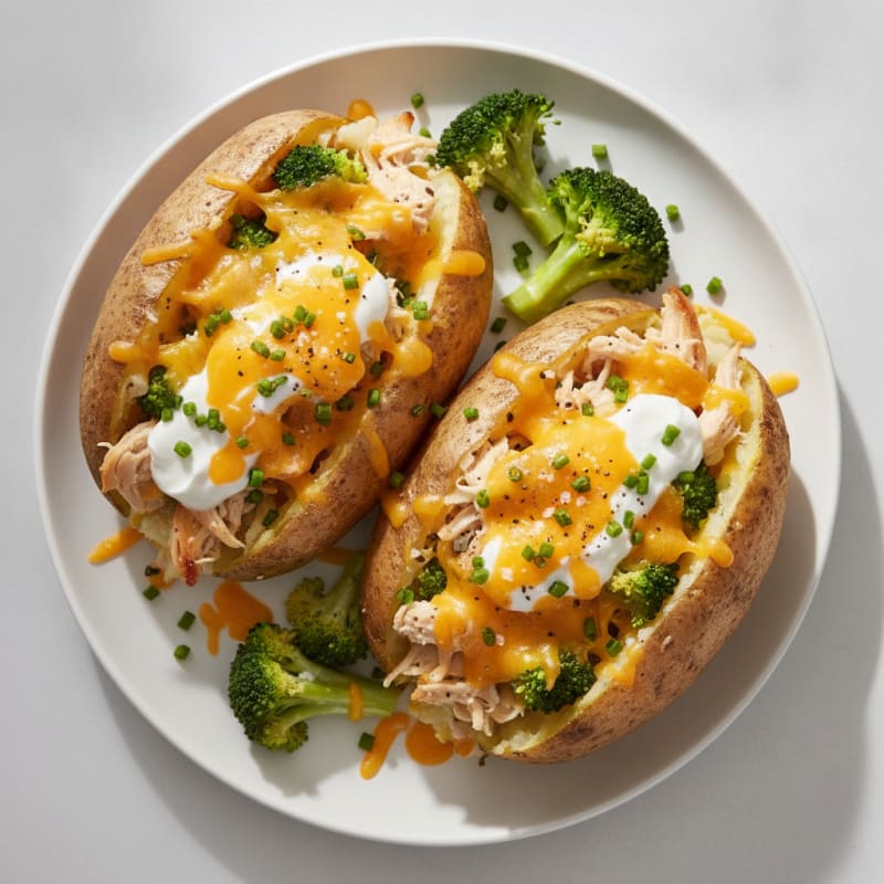 Loaded Baked Potatoes with Broccoli and Cheddar