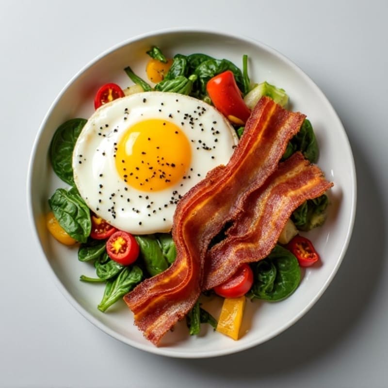 Egg White Vegetable Scramble with Turkey Bacon
