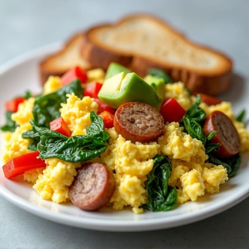 Egg White Scramble with Spinach and Turkey Sausage