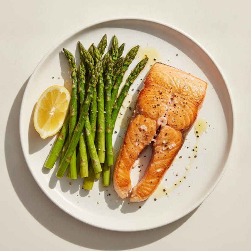 Pan-Seared Salmon with Roasted Asparagus