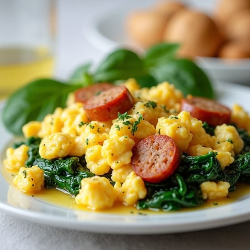 Egg White and Turkey Sausage Scramble with Spinach