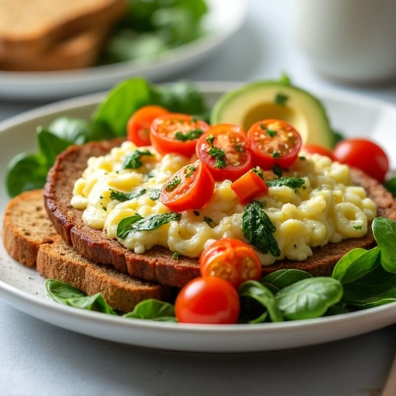 Egg White Spinach Scramble with Grilled Turkey Sausage
