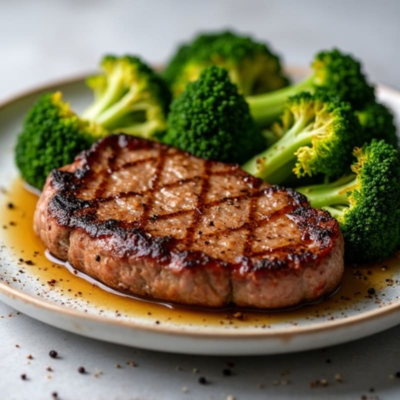 Pan-Seared Steak with Crispy Roasted Broccoli
