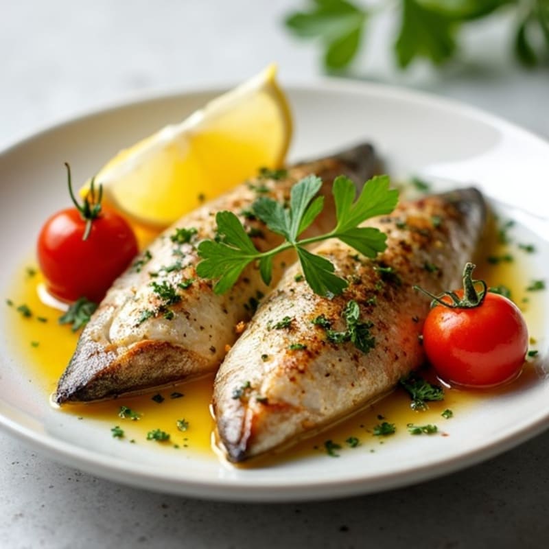 Lemon-Garlic Pan Seared Sardines with Mediterranean Herbs