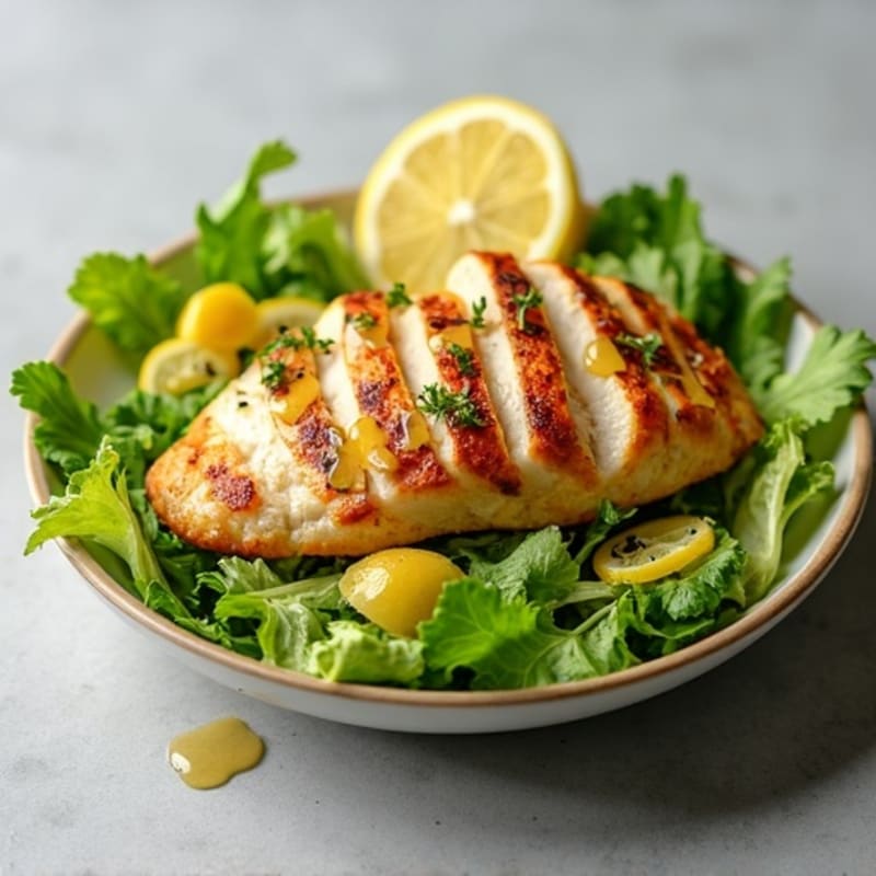 Grilled Chicken Breast with Crunchy Romaine Salad and Lemon Vinaigrette